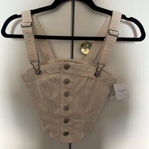 Cream Denim Corset Top